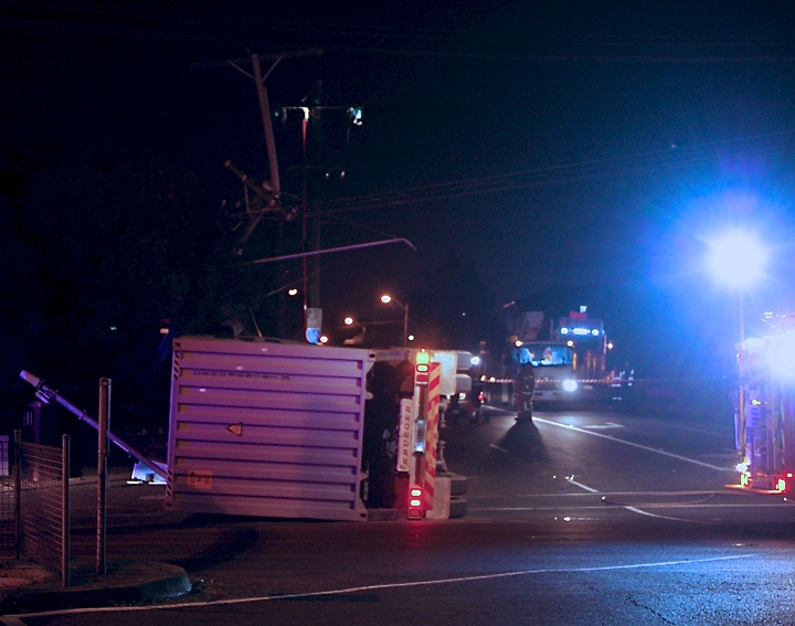 Truck Rolls onto Footpath on Moore Street